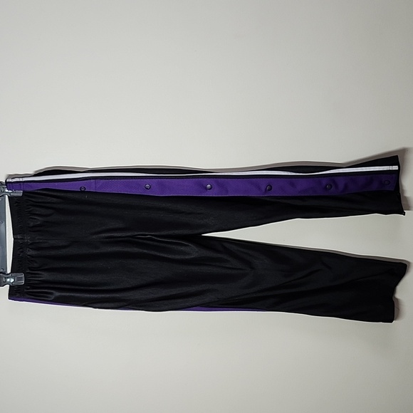 Starter Black Purple Tear Away Snap Track Pants with Purple Stripe XL 14/16 - Picture 7 of 9